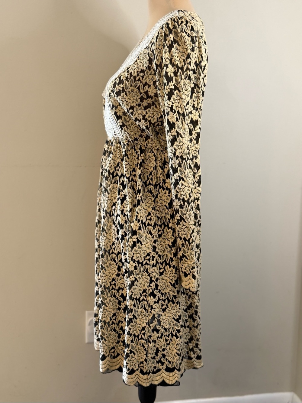 a’reve floral lace midi dress cream black white tank dress lining SZ SM - Picture 3 of 16